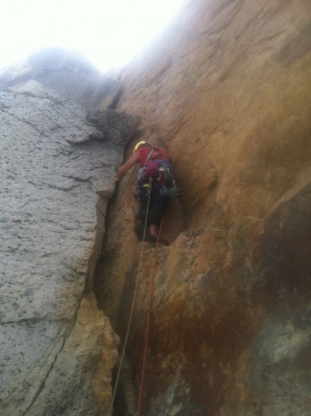 Climbing 5.9+ wide cracks in the 'pine...fun!