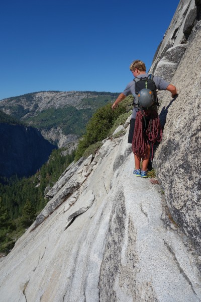 Wrong route on the approach, right at the base of the dome. This ledge...