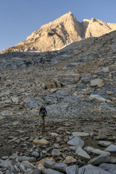 Starting at 6:00AM up to the base of the North Arete.