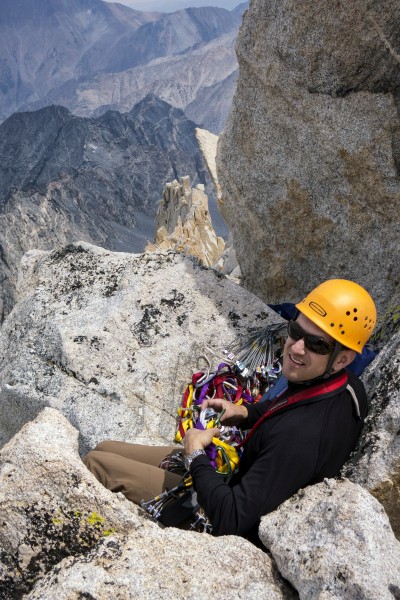 Carl just below the summit block with the East Ridge below