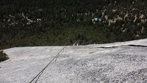 Patty coming up the final slab to finish the route.