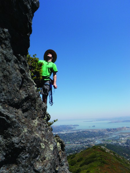 Chris McNamara rope soloing high on Mt. Tamalpais