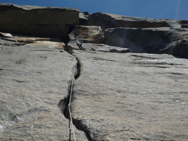 Looking up at the awesome and intimidating pitch 5 roof.