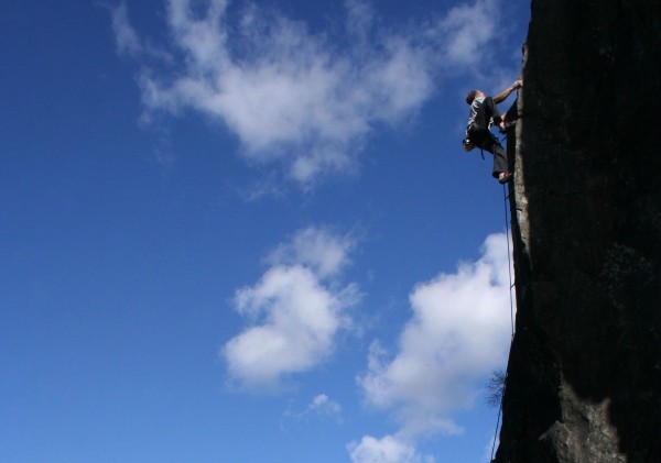 Charlie Barret on-sight flashes "Hard To Swallow" 5.12a at Swallow Roc...