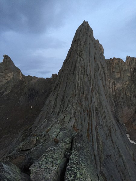 Wolf's Head at dawn.  With wet lichen this is essentially a no-go zone...