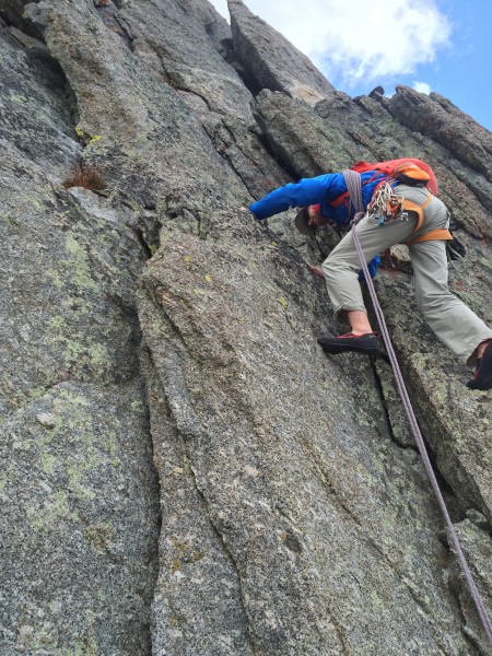 Last pitch of technical climbing, Block Tower.