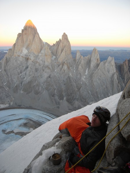 Bivy half way up the Compressor Route on Cerro Torre.