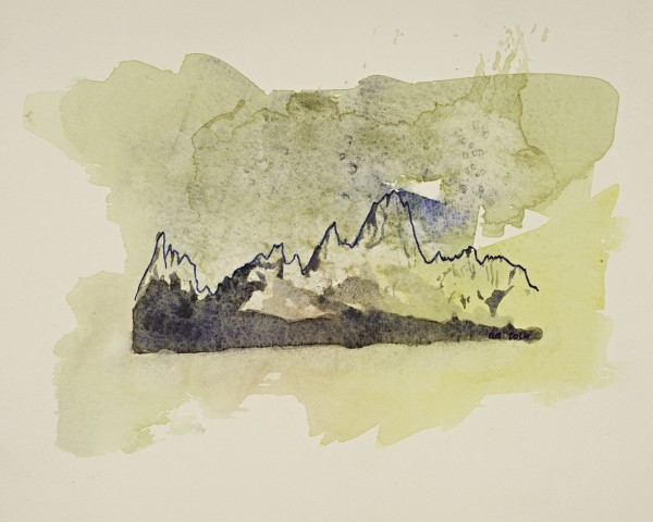 Cerro Torre and the Fitz Roy Massif Watercolor and Ink &#40;print for ...