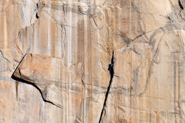 Ryan nearly at the top of Pitch 7. He wished he wore free climbing sho...