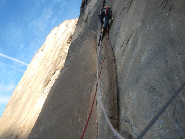 Me leading the start of pitch 10 the next morning. Photo Ryan O'Connel...