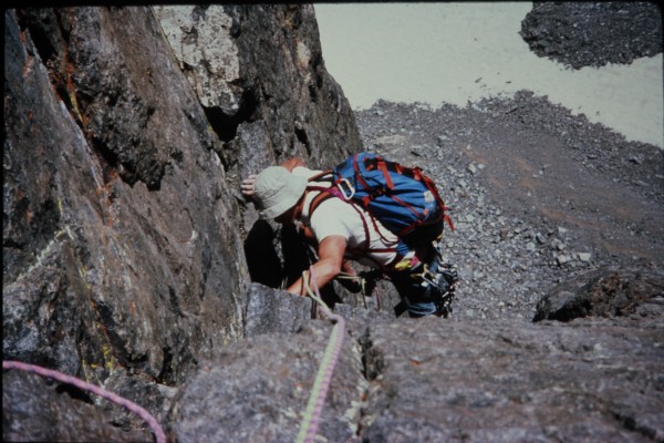 Me cleaning a pitch and bringing the days provisions.