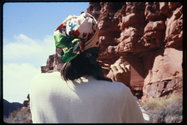 Jimmie playing his flute as we paddled down the Colorado River.