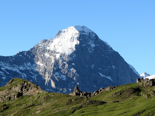 The iconic Eiger 3970m with the classic Mittellegi Ridge on the left h...