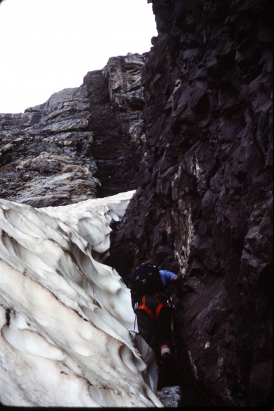 John scratching his Walter Bonatti itch at the base of the dike route.