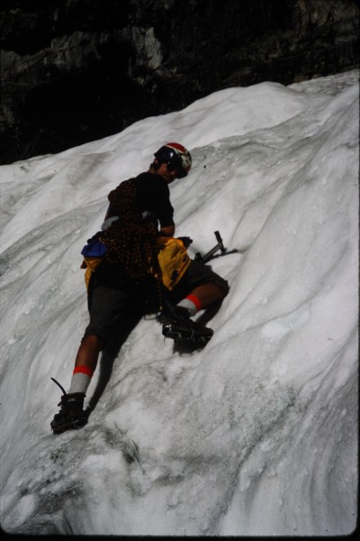 Geared up and broiled in the solar oven of the Teton glacier.