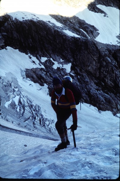 John chillin in the shade on the Teton glacier.