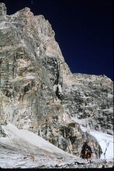 Looking up at the north face of the Grand on a bluebird sky day.  Yer ...