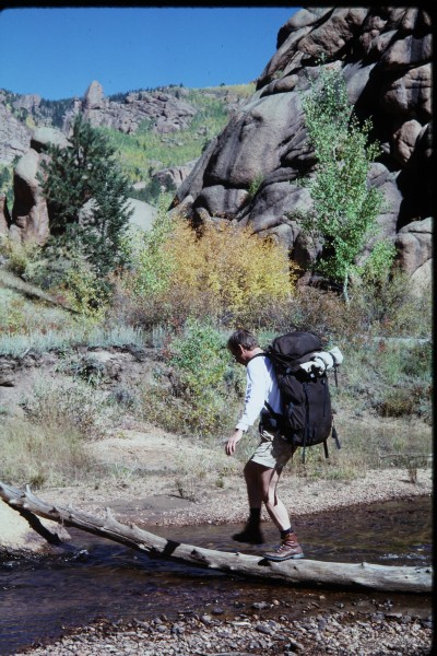 Carlos making one of our very rare easy creek crossings.  More typical...