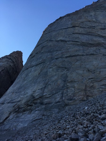 The buttress with our tent at the base.