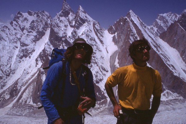 Our heroes gazing up at Lobsang Peak with Lobsang Spire in the backgro...
