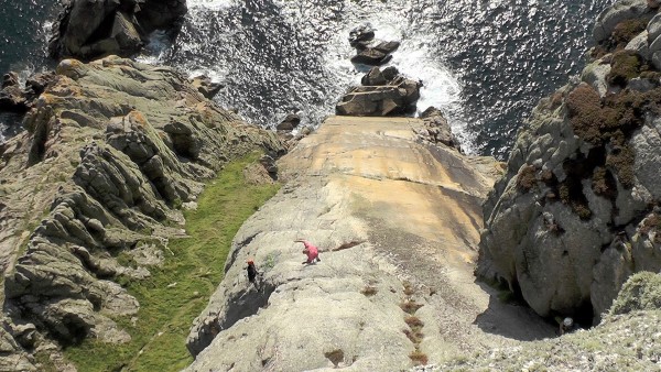 Looking down the Devil's Slide with Johnny Dawes on his hands free "wa...