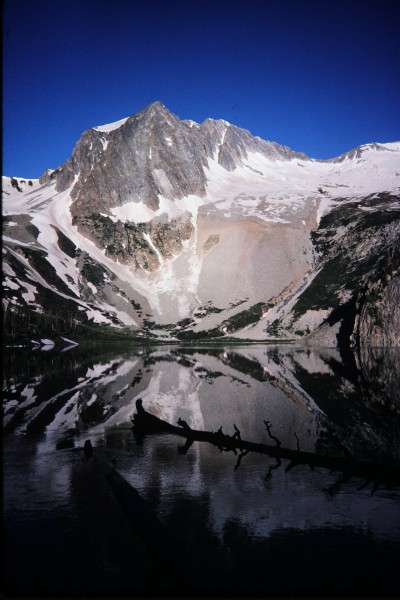 East face of Hagerman Peak rising above Snowmass Lake.  One can just b...