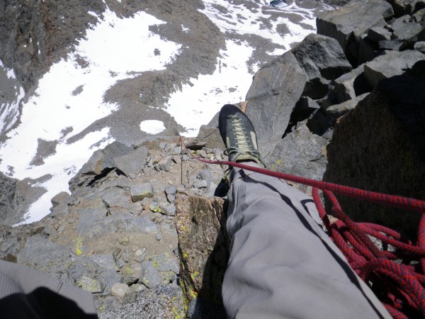 Looking down final &#40;sixth&#41; pitch of the Swiss Arete