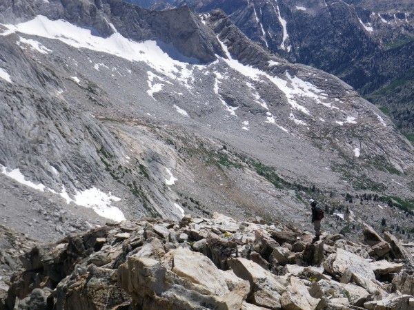 Justin heading down from the summit