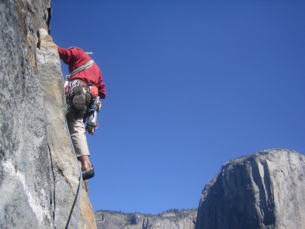 Drc on the crux pitch of East Buttres of Middle Cathedral