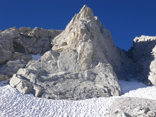 Looking up the North Arete from the moraine