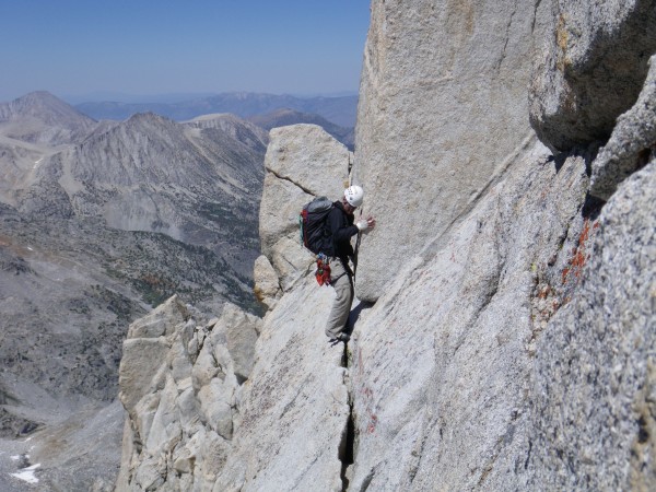 Justin on an exposed fourth class part of the ridge, not far from the ...