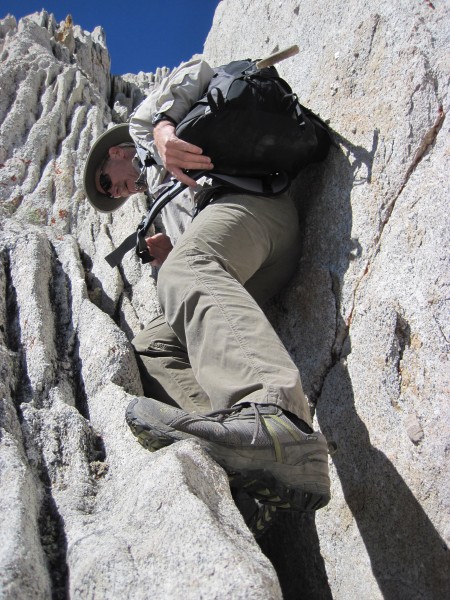 Some of that fun, steep terrain on the NE Ridge of Bear Creek Spire - ...