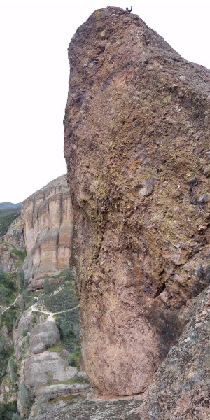 Vertical Pano looking up and down middle tower from Summit of Machete ...