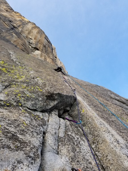 Brett's first lead of the climb, I think.