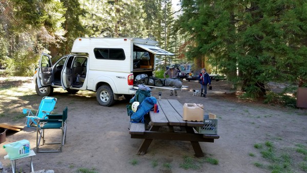 Setting up camp at Quaking Aspen camp ground