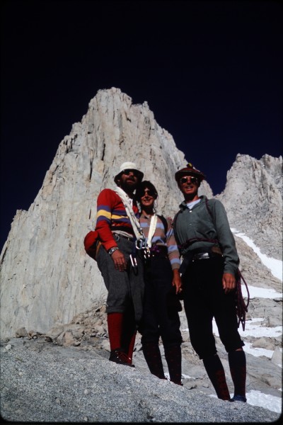 L to R, John, Sharon, and Nick and the east face of Mt. Whitney