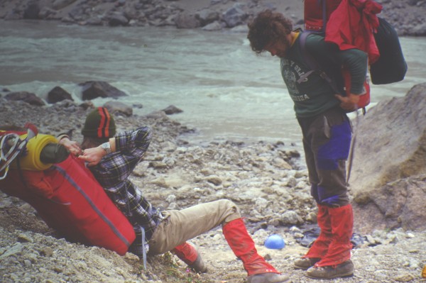 Dennis and I about to cross one of the dozens of stream crossings requ...