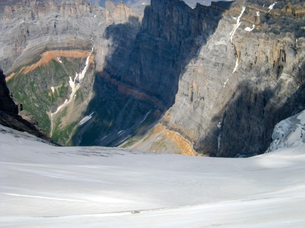 Looking down towards where we came from.