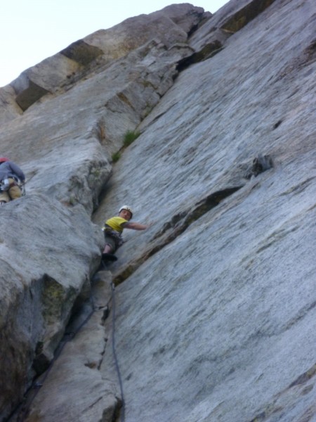 Me mellowing at the pitch 1 crux.