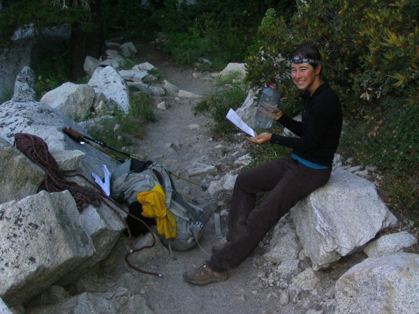 Dawn finds us up at Third Lake, where we take a rest and drink some wa...