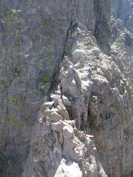 Robin leading the ridgeline between the first and second towers.