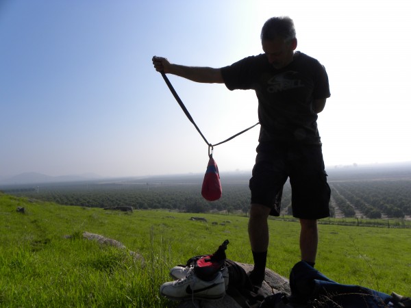 Old style Chalk Bag with 1" keeper sling tied with a water knot