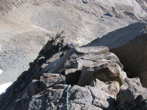 Bryan climbing up the Arete