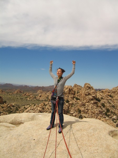 Noe basking in the glory of her first trad lead!