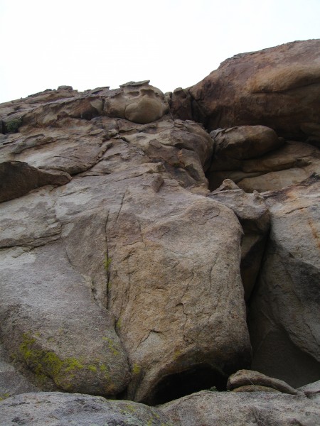 First pitch of Fote Hog.  Belay is just above the chickenhead roof.