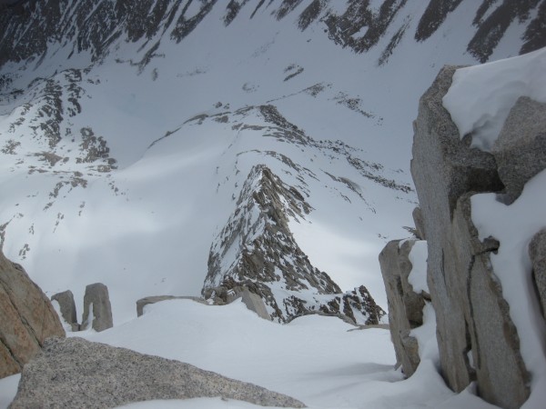 Looking down at East Arete from Carl Heller's summit