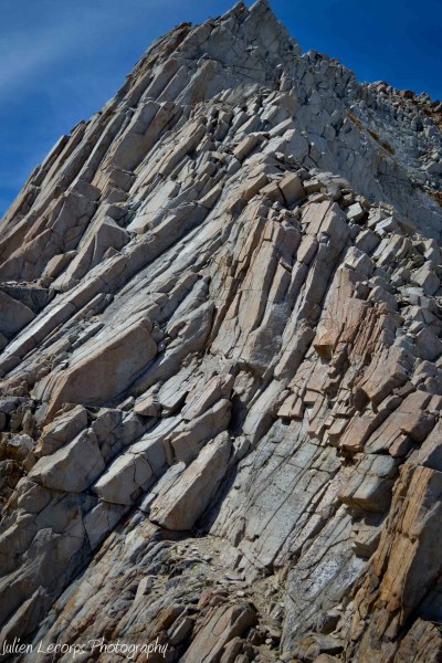 The headwall.  We stayed on the right arete almost to the top of the f...