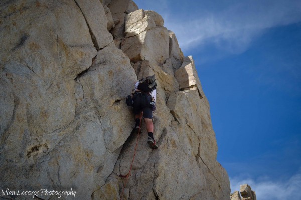 Rock climbing crux of the route