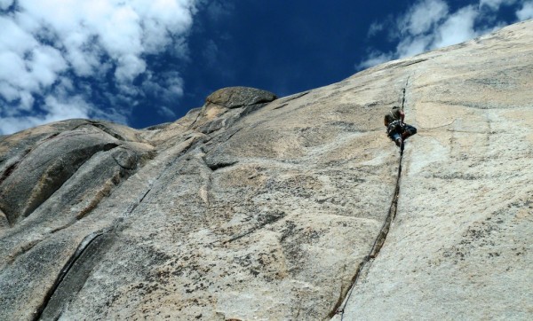 Ryan Carlton on the Great Circle Route. At the end of the crack face c...