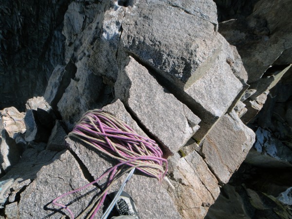 Natural rope bucket at the belay between P12 & P13, which for us was a...